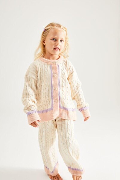 Momercy Pink Striped Girl's Knitwear Set