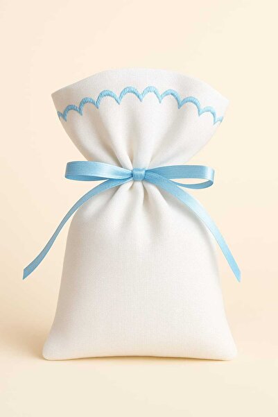 ALASEREN 10 ADET 9×12 CM MAVİ NAKIŞLI HAM BEZ KESE ÇOK AMAÇLI BEZ POŞET