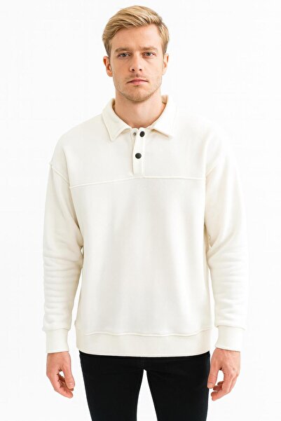 CLASSİCS MEN Men's Oversize Long Sleeve Polo Neck Sweatshirt-7100