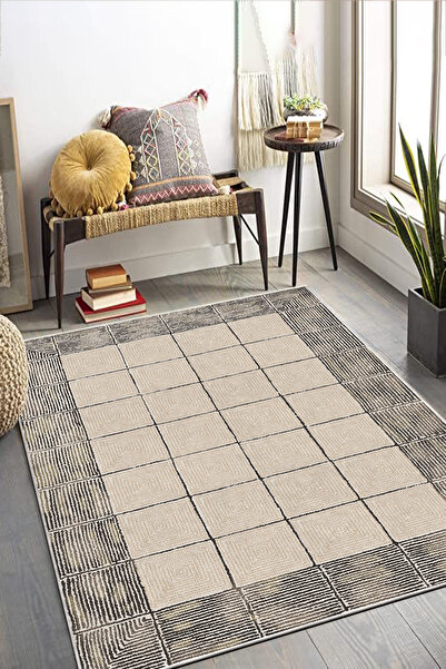 PINKIE HOME Dijital Baskı Makinede Yıkanabilir Kaymaz Leke Tutmaz Salon Halısı Mutfak Halısı ve Yolluk-N70