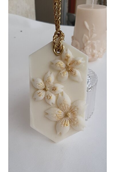 ArtINA esmaraldchic Odorizant dulap Sakura alb cu parfum flori de cires japonez, decorat, pictat manual, ceara naturala