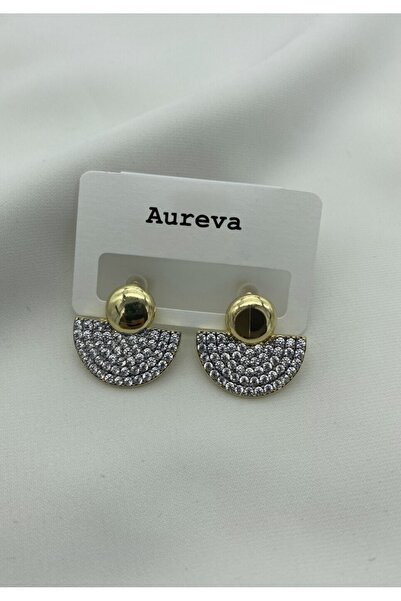 AUREVA Ivy Zirkon Taşlı Gold Küpe ( Kızılcık Şerbeti Doğa )
