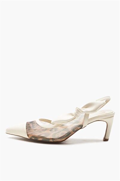 Majensia 155214 حذاء بكعب عالٍ مزين بفيونكة بنقشة الفهد، جلد إكرو/نمط الفهد