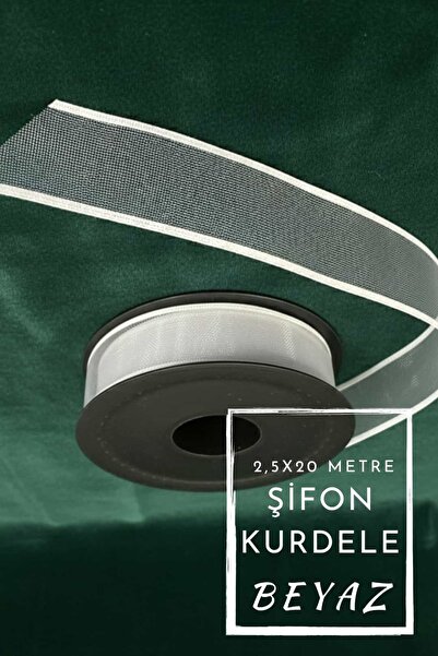 Dantelux Şifon Kurdele (2,5 x 20 Metre) Tül Bohça Süsleme Kurdelesi - Beyaz