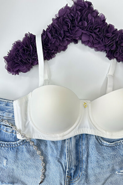 Morensa Women's Gathering Underwire Lightly Supported Silicone Strapless Bra Ecru