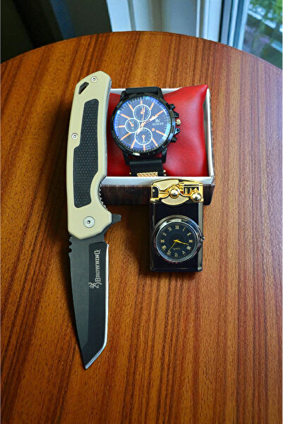 MERTCAN KNİFE 3lü set saatli çakmak erkek kol saati outdoor av ve kamp bıçağı...