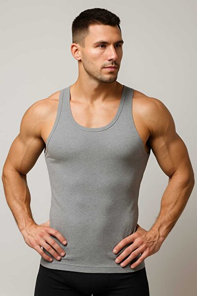 SEDEF YILDIZ Men's Athlete Tank Top Rambo Gray Cotton