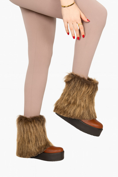 Ramer أحذية نسائية ذات نعل سميك مزينة بالريش |   أحذية شتوية ذات نعل سميك وتف...