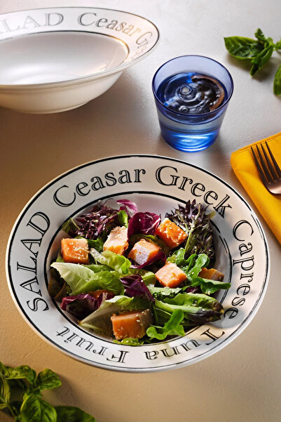 grandora طبق مكرونة وسلطة أنيق مقاس 26 سم - طبق كبير بتصميم سيزار واليوناني و...