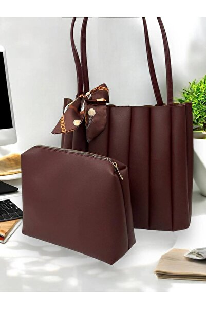 Marvelis Geantă de umăr și de braț OLIP Burgundy cu detaliu de eșarfă