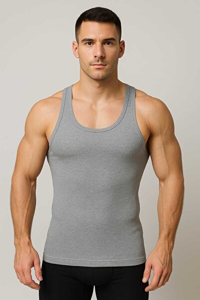 SEDEF YILDIZ Men's Athlete Tank Top Rambo Gray Cotton