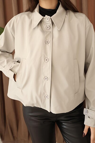 Hazel Women's Gray Short Oversize Trench Coat