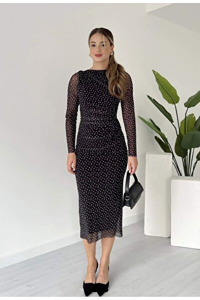 LAVİNİA Taş işlemeli tül şık elbise