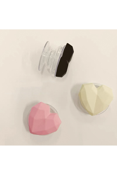 EDELFU Popsocket 3D Geometrik Fuşya Kalp Modeli – Yapışkanlı Telefon Tablet Tutacağı ve Standlı Tasarım