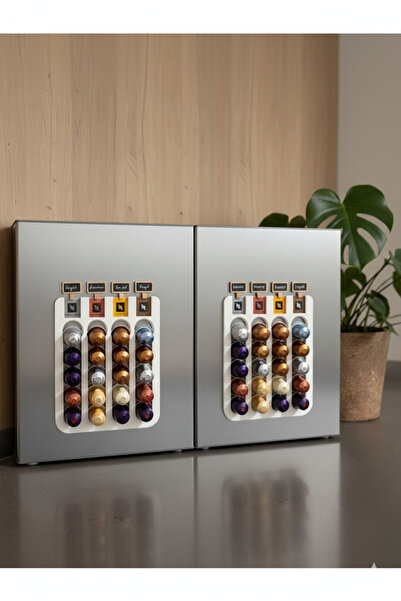 WELLCUT 2' Li Set Nespresso Kapsül Kahve Standı Buzdolabı İçin Mıknatıslı 40 Kapsül Kapsül Tutucu Beyaz Renk