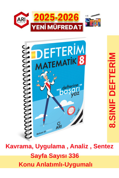 Arı Yayıncılık 8.Sınıf 2025-2026 Müfredat Defterim Matemito Matematik Konu An...