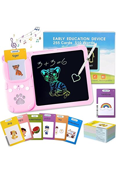 VALA Tabletă LCD 2 în 1 pentru copii, interactivă și educativă, scriere și desen, 255 de carduri cu 510