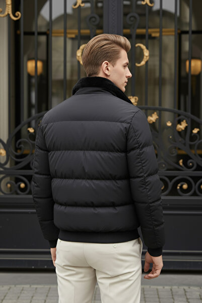 MOVENTO Erkek Kürk Yaka Şişime Mont