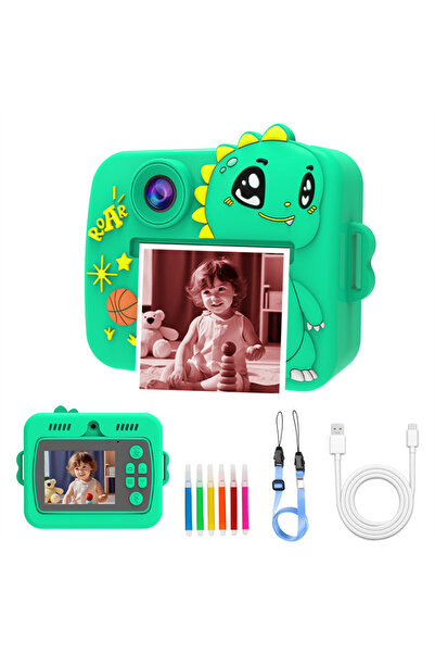 VALA Children's Photo Camera with Printing, VALA® 8K COLOR DINOZAUR, Dual Front-Back Camera with Autofoc