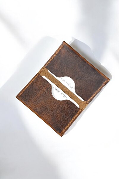 MAT Deri Brown Slim Card Holder 4 Slots Genuine Leather Small Card Holder