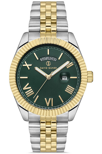 DAVID GUNER Yellow White Coated Green Dial Men's Watch Dg-8481Ga-D10
