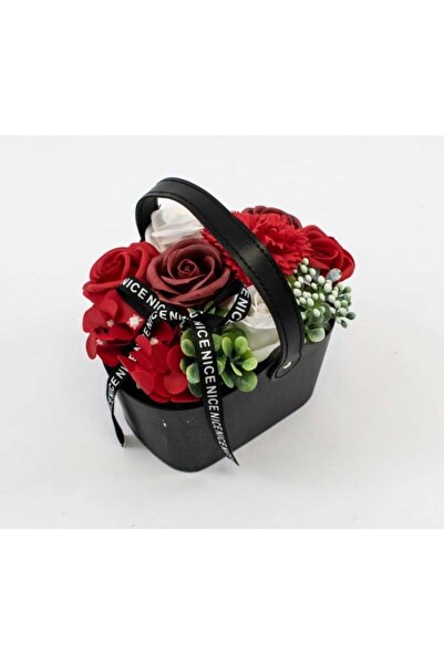 velve Aranjament cu flori de sapun in cosulet de carton, negru, Negru