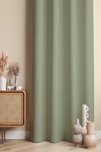 Pilloveland Fon Perde - Linen Look - Keten Görünümlü Dijital Baskılı Süet Kumaş - 140*280 cm