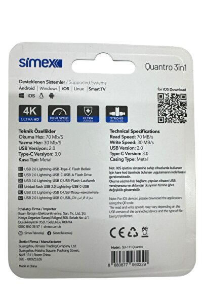 TEKNOPARKTA iPhone Compatible Flash Memory Ios Apple Compatible 128 Gb Otg USB Type C Flash Memory Disk Pc Compatible