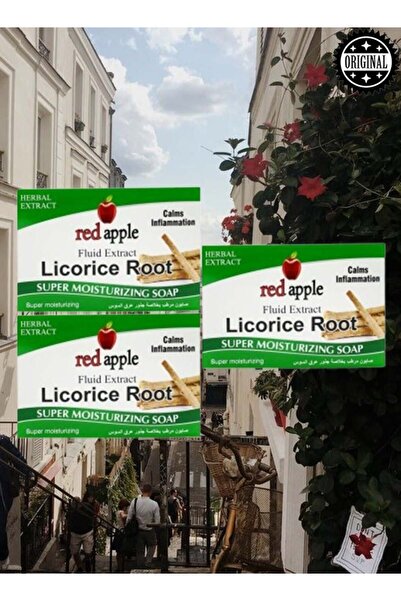 Red Apple 3 قطع صابون مرطب للغاية بسائل التفاح الأحمر وجذر عرق السوس 100 جرام