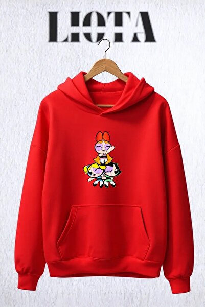 Vordevia Powerpuff Girls Printed Oversize Cotton 3 Thread Sweatshirt