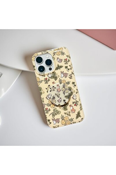 HYPERSOFT Iphone 16 Pro Max (6.9 inç) Uyumlu Popsocketli Stant Olabilen Şık Desenli Slım Kılıf