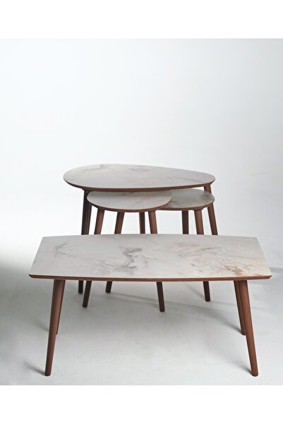 AYGE Orta Sehpa ve Paris 3'lü Zigon Sehpa Seti %100 MDF