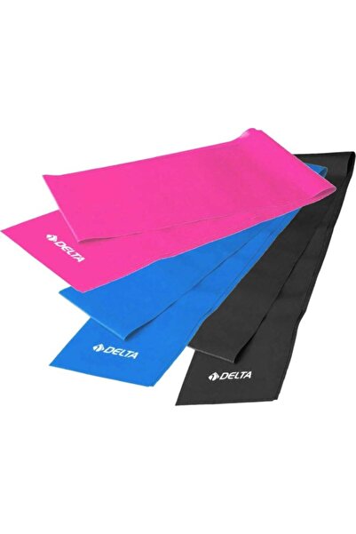 Delta 3-Piece Pilates Band Plates Exercise Resistance Rubber Set (Open End) Light Medium Hard 120X15 cm