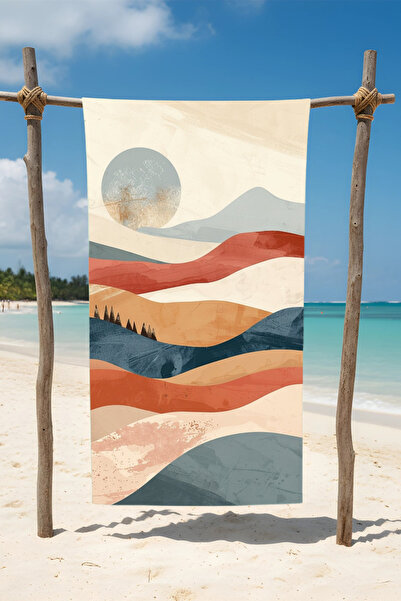 BETHA منشفة شاطئ قطنية منقوشة من SUN LANDSCAPE – تصميم منقوش – 75x150 سم