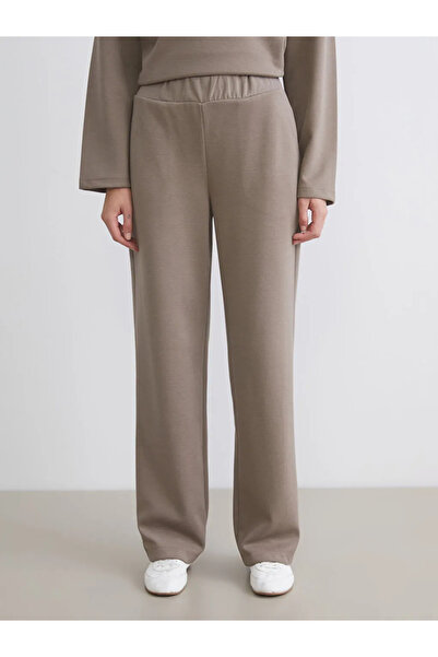 LC Waikiki Lcw Vision Brown Wide Leg Women's Sweatpants with Elastic Waist