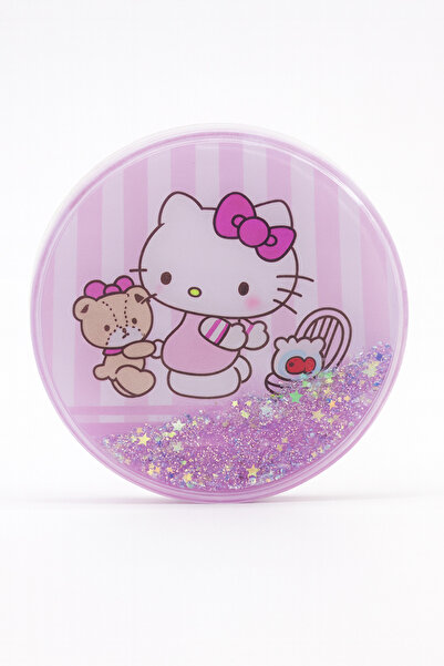 MakeWell Hello Kity Tasarımlı Akışkan Simli Çift Taraflı Büyüteçli Yuvarlak K...