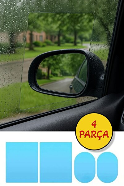 TOYFEST 4 Parça Araç Ayna Yağmur Kaydırıcı Film ve Cam Buğu Önleyici Su Geçirmez Koruyucu Seti