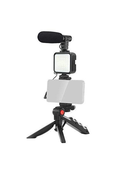 OEM Set Vlogging 4 în 1 PLATINET PMVG4IN1 Microfon / Lumină video LED / Supor...