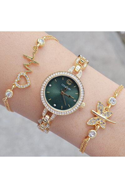 istanbul form Gold Metal Kordon Kadın Saat Kombini 3577