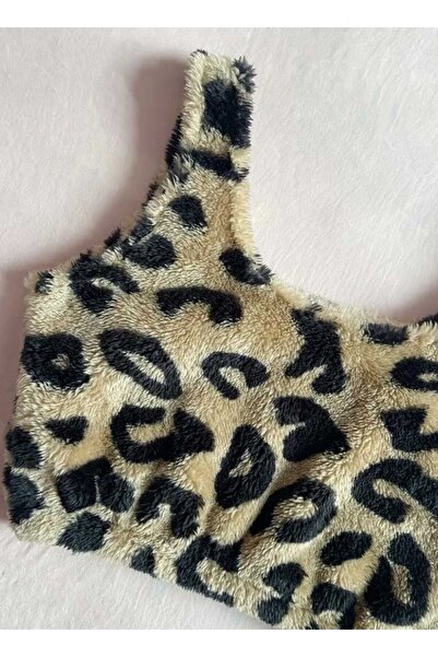 Es Sport Women's Plush Tank Top and Shorts Set, Leopard Pattern