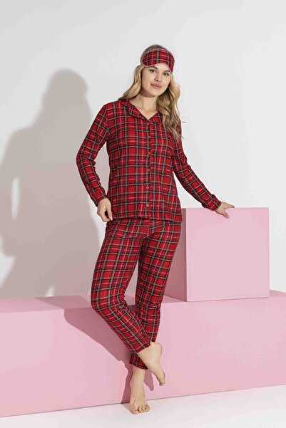 Tarık Anne Kız Ekose Süet Pijama Takımı