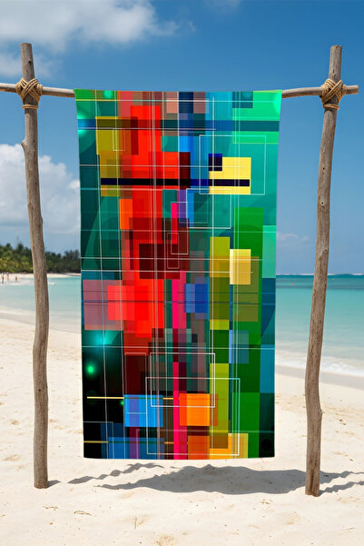 BETHA منشفة شاطئ قطنية منقوشة – تصميم منقوش – 75x150 سم