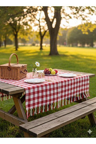 YUVAM CONCEPT %100 Pamuk Piti Kareli Sofra Bezi Piknik Örtüsü Çok Amaçlı Örtü 140x140cm