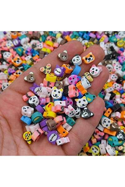 StainlessStore 60 Adet! Karışık Sevimli Hayvan Figürlü Polimer Kil (Fimo) Boncuk Seti