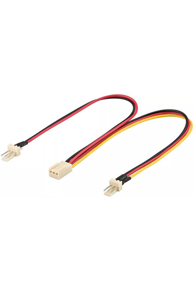 OEM PC power cable 2x Fan 3 pins dad - Fan 3 pins mum 22cm Goobay
