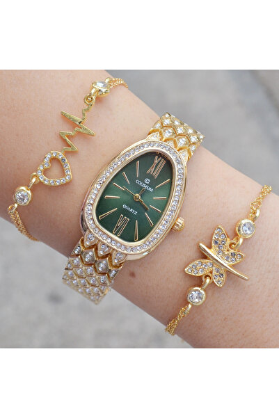 istanbul form Gold Metal Kordon Kadın Saat Kombini 3585