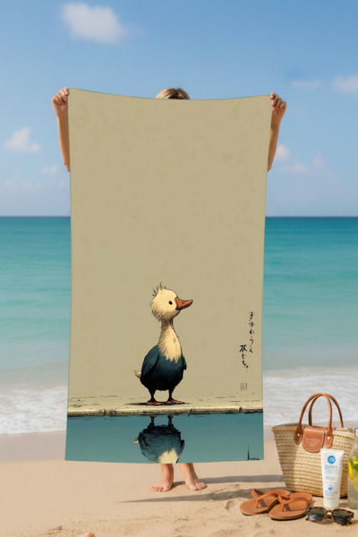 BETHA Duck Reflective Patterned Cotton Beach Towel – Patterned Design – 75X150 cm
