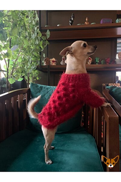 AboutThePerfect Küçük köpek ve kedi için kırmızı örgü kazak, rahat ve şık üst...