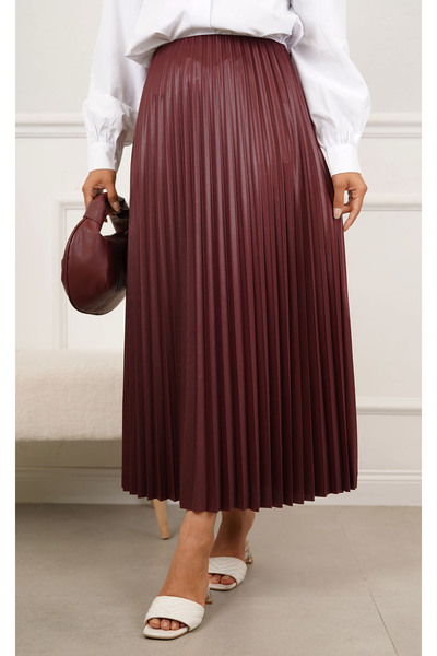 MODA Leather Look Pleated Skirt