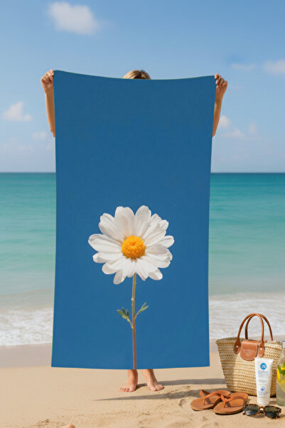 BETHA Daisy Patterned Cotton Beach Towel – Patterned Design – 75X150 cm